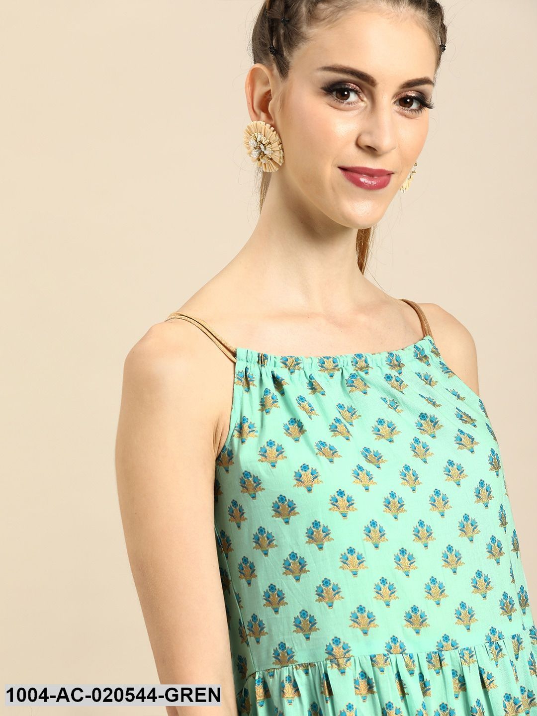 Mint Green Printed Maxi Dress