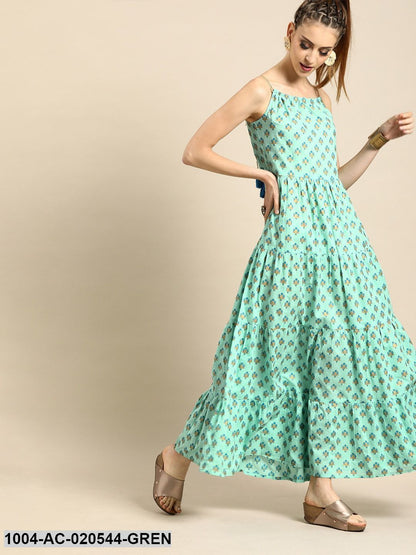 Mint Green Printed Maxi Dress