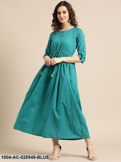 Blue & Green Printed Maxi Dress