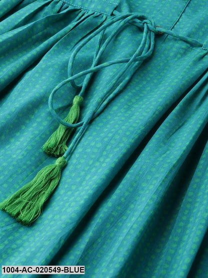 Blue & Green Printed Maxi Dress