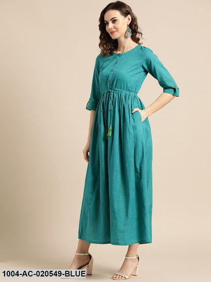 Blue & Green Printed Maxi Dress