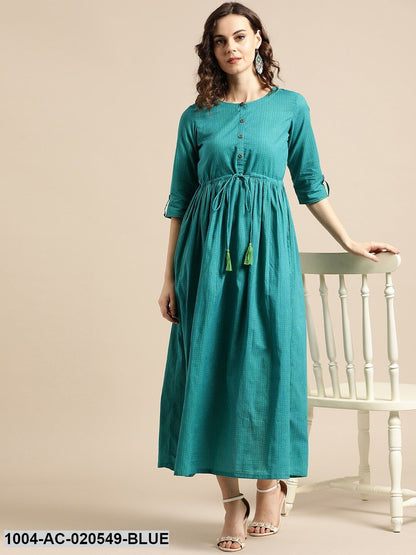 Blue & Green Printed Maxi Dress