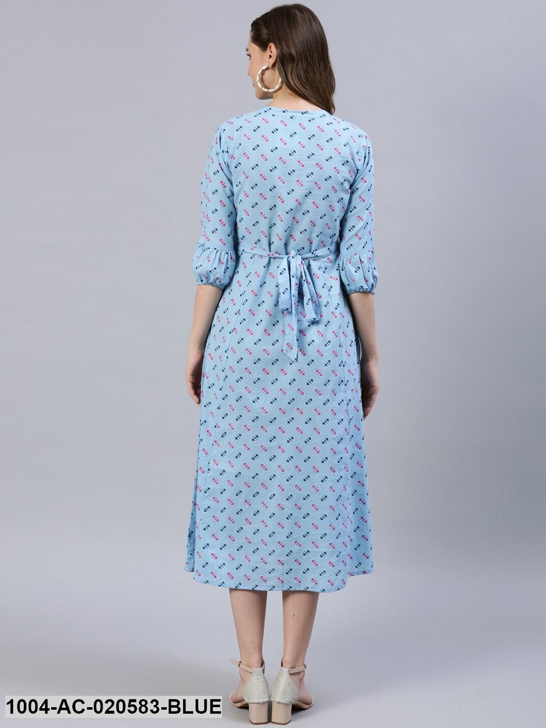 Blue A-Line Midi Dress