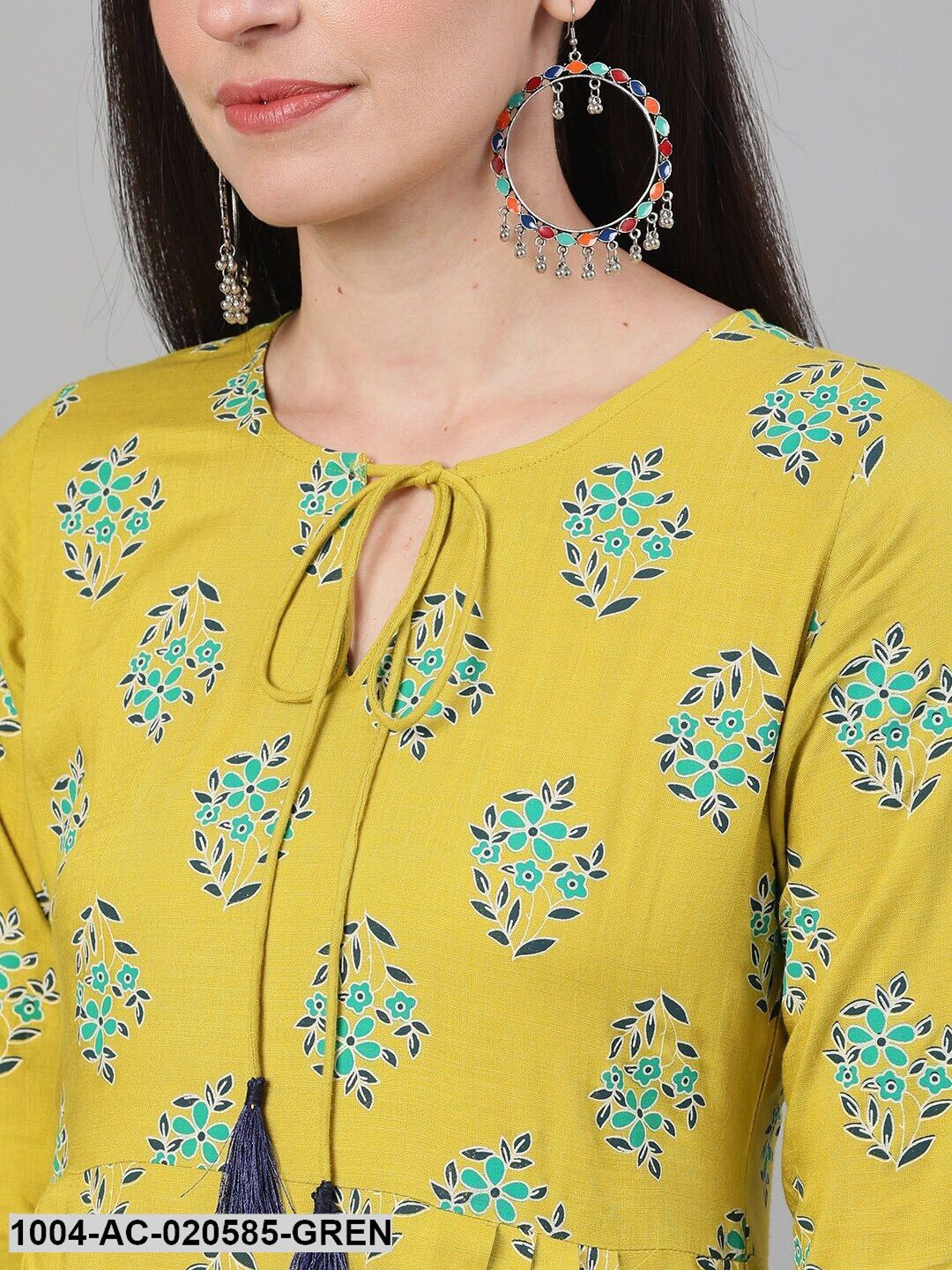 Green Printed A-Line Dress