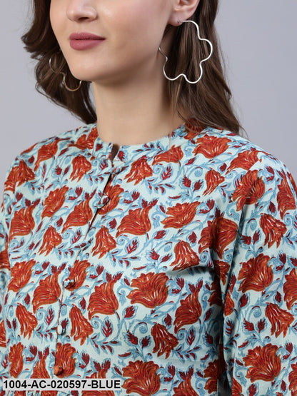Blue Floral Midi Dress