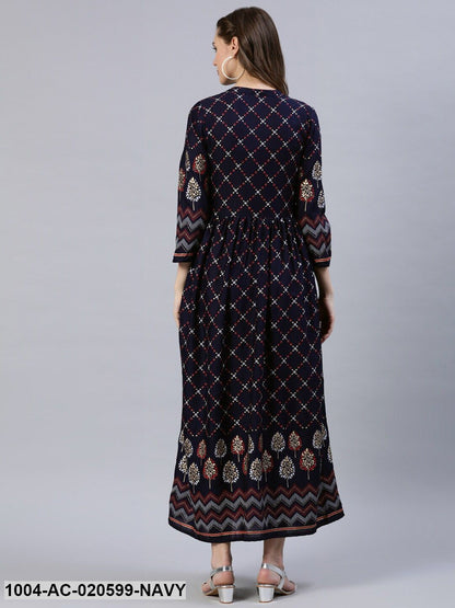 Navy Blue Floral Maxi Dress