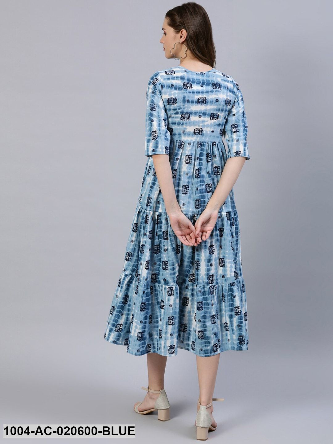 Blue Animal Dyed Empire Midi Dress