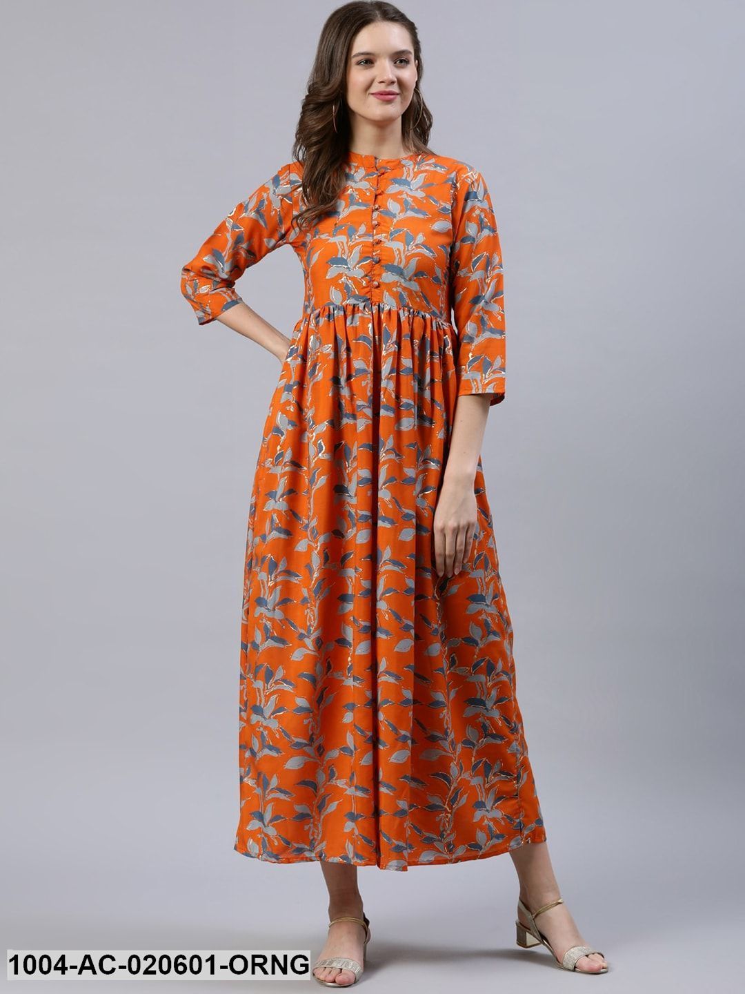 Orange Floral Maxi Dress
