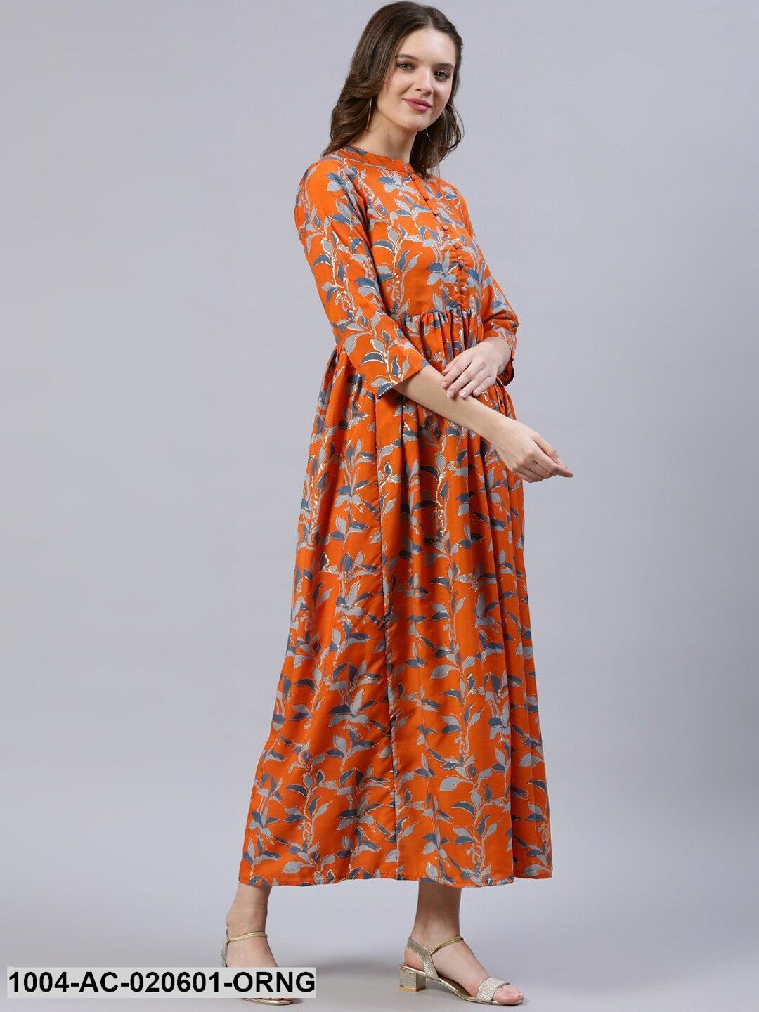 Orange Floral Maxi Dress