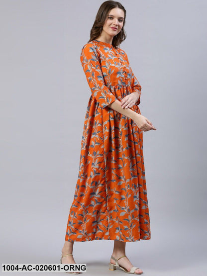 Orange Floral Maxi Dress