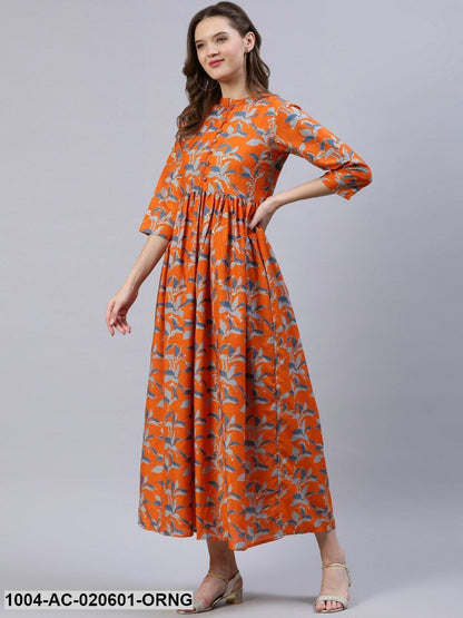 Orange Floral Maxi Dress