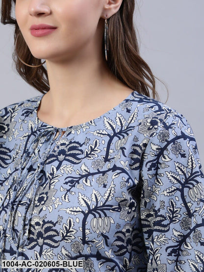 Blue Floral Midi Dress