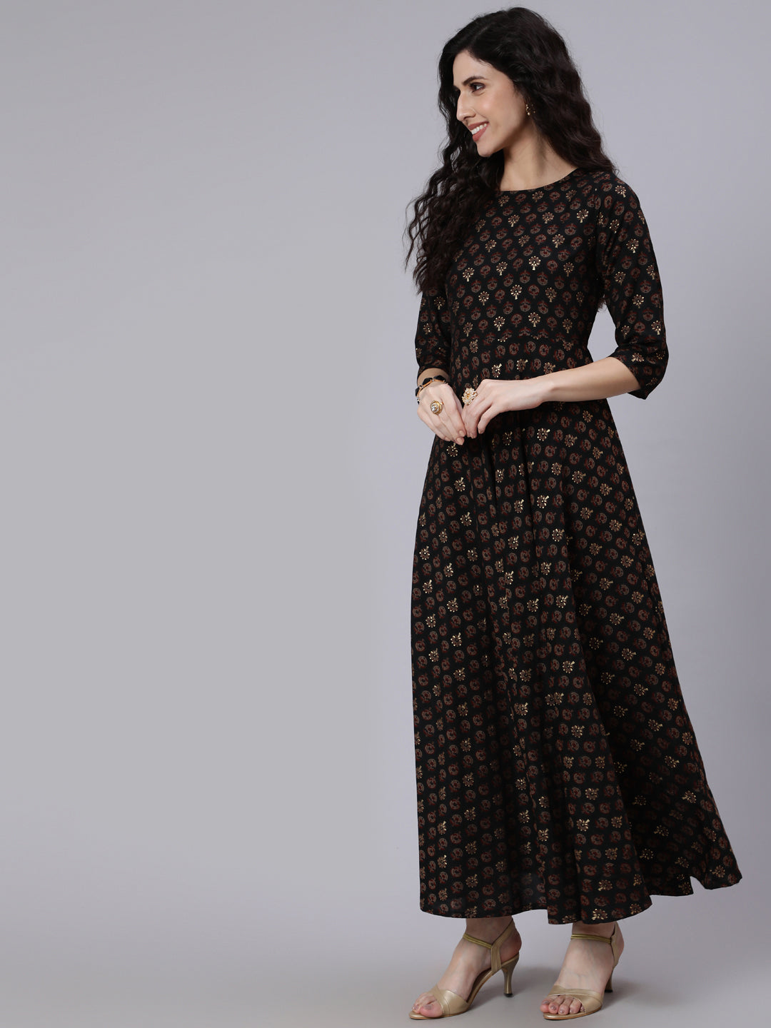 Red Bandhini Printed Flared Dress