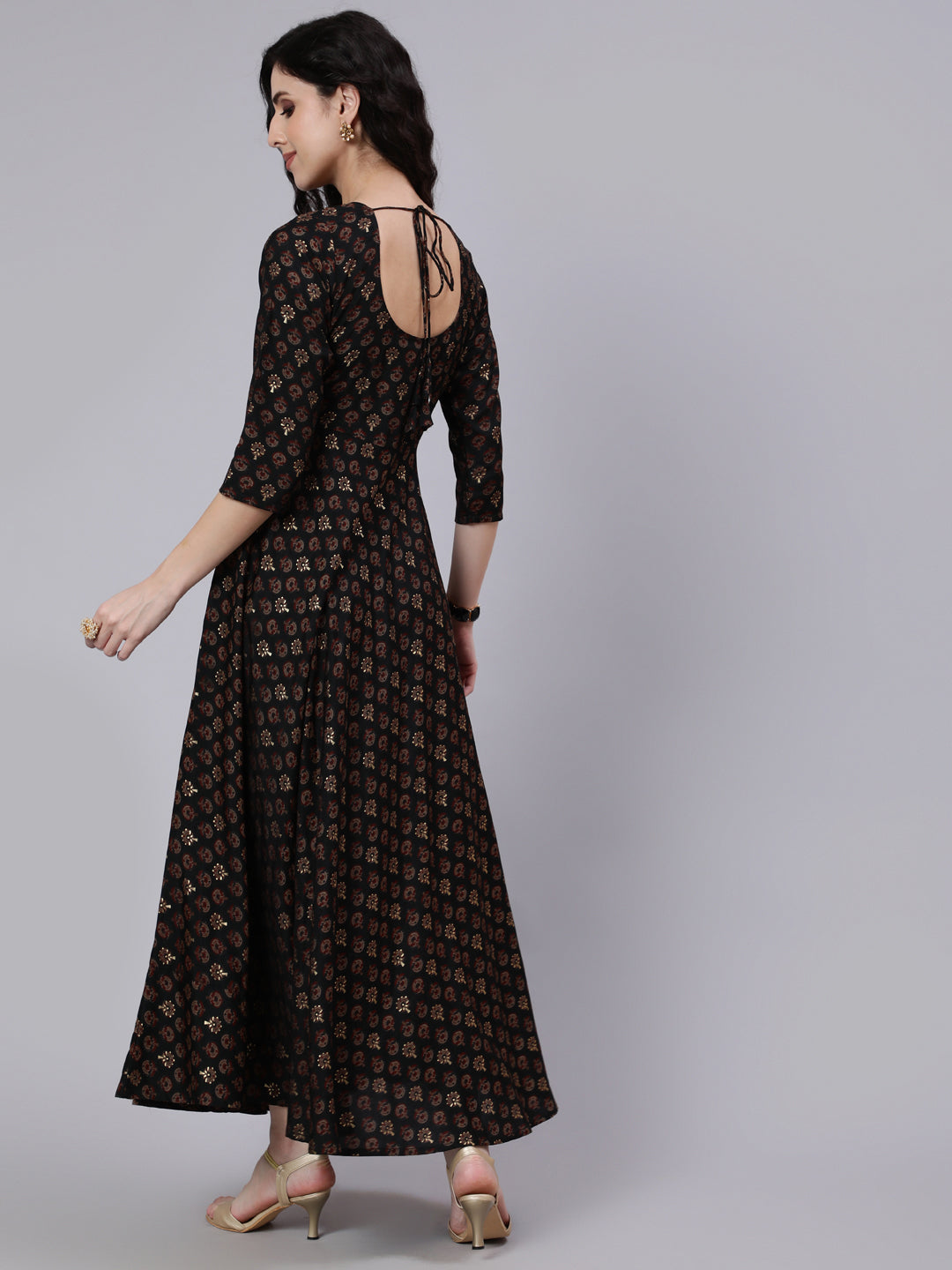 Red Bandhini Printed Flared Dress