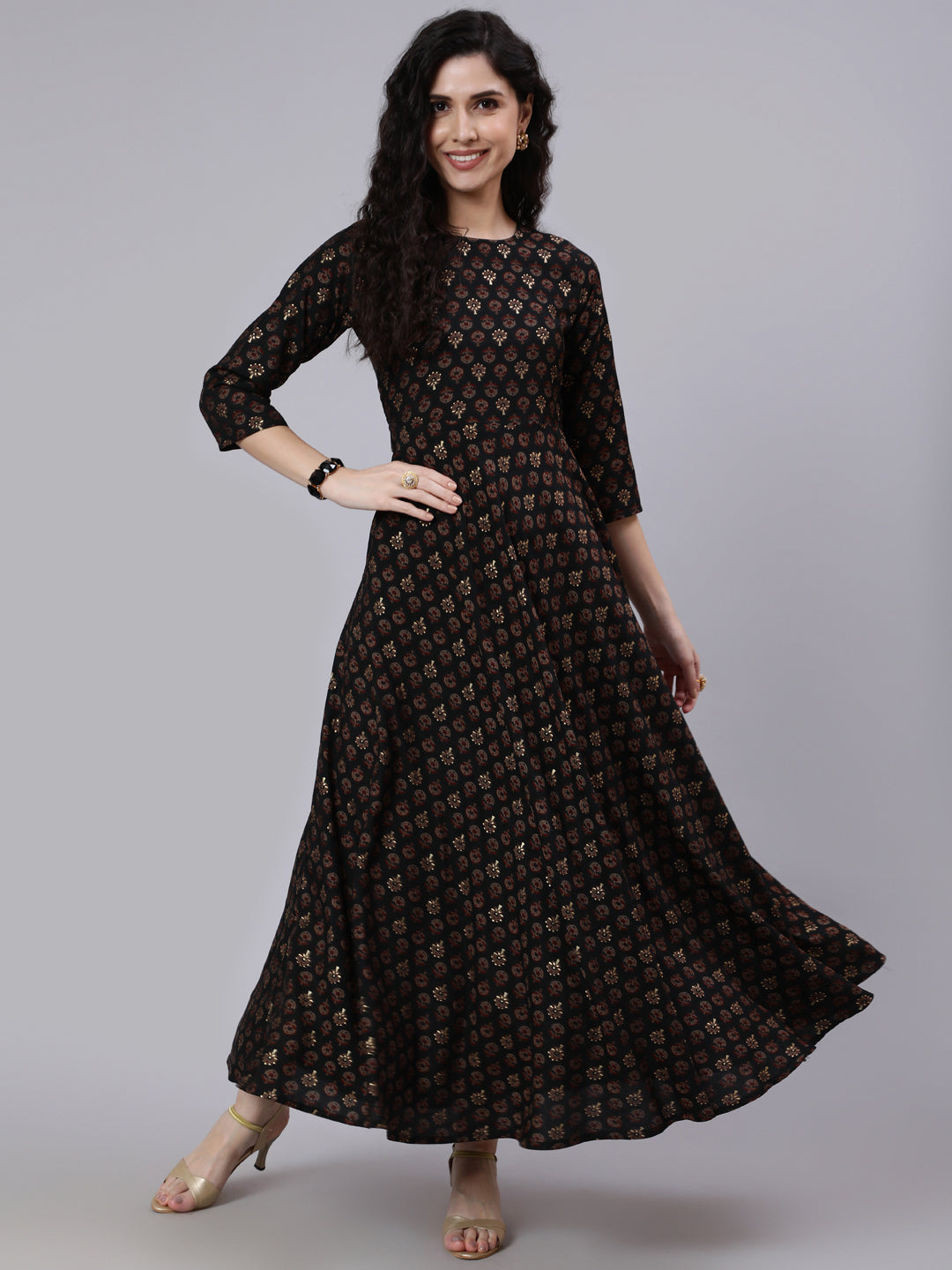 Red Bandhini Printed Flared Dress