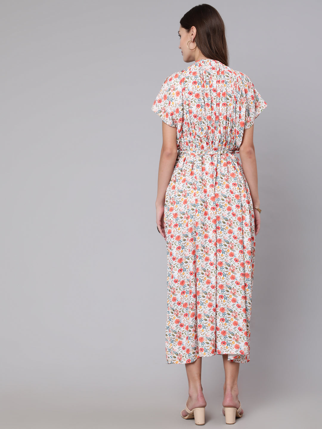 Multi Printed Flared Dress With Halter Neck