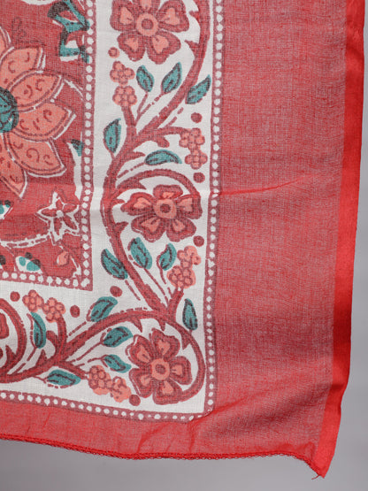 Maroon Printed Flared Maternity Dress With Dupatta