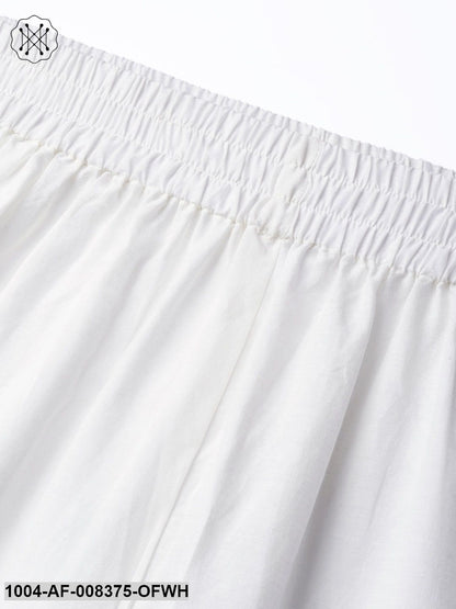 White 3/4Th Sleeve Gotta Striped A-Line Kurta With Palazzo And Printed Dupatta