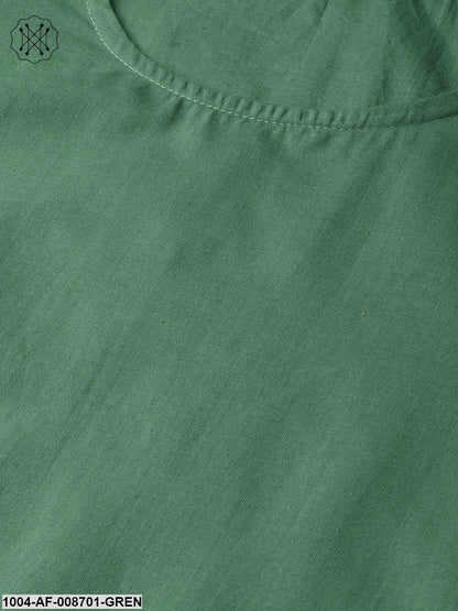 Solid Green Straight Kurta set with Pants & Multi coloured Dupatta