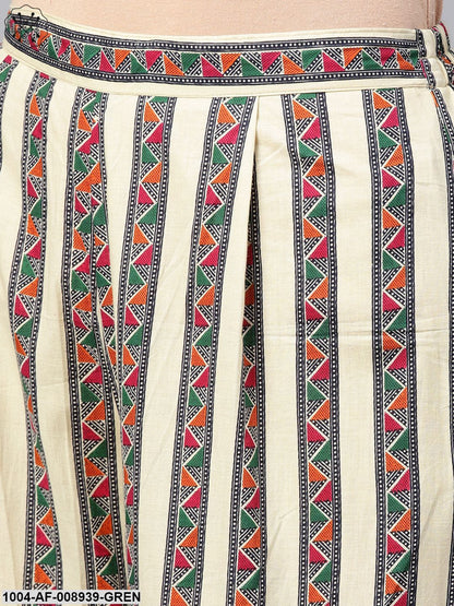 Solid Green Kurta Set With Geometric Printed Sahara