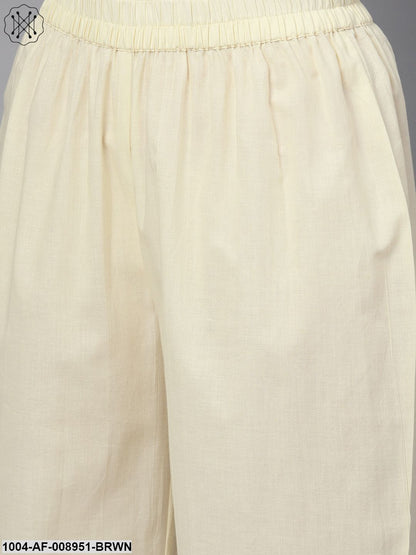 Solid Burgundy Straight Kurta Set With Cream Culottes