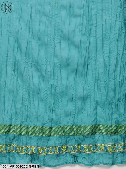 Women Green & Blue Straight Ethnic Motifs Printed Kurta And Palazzos Set