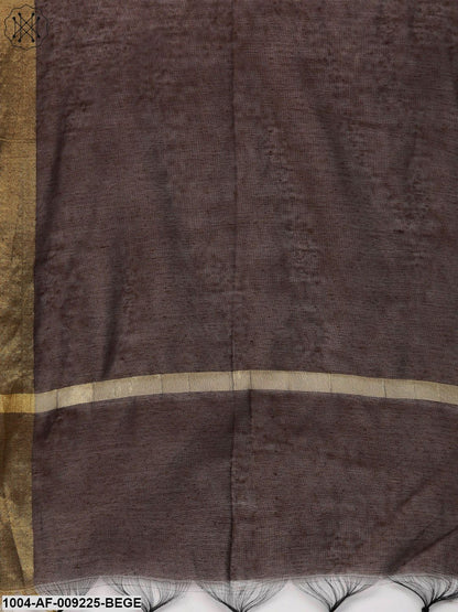 Women Beige & Brown Straight Solid Solid Kurta And Palazzos Set