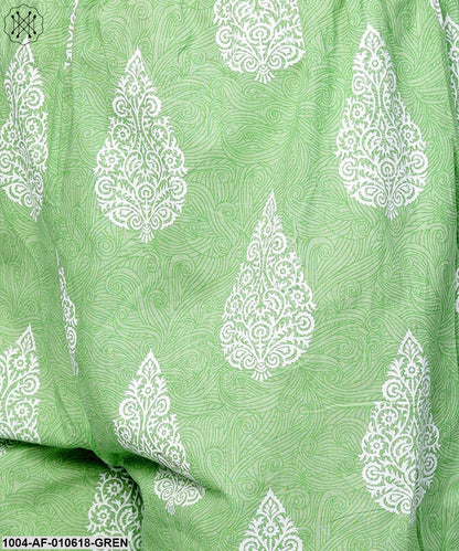 Women Green Three-Quarter Sleeves V-Neck A-Line Pure Cotton Kurta And Palazzos Set