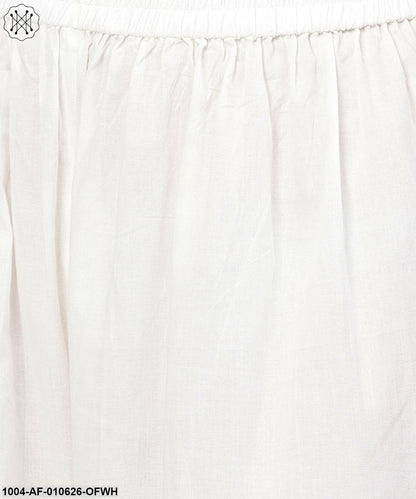 Women Off White Three-Quarter Sleeves Shirt Collar Straight Pure Cotton Kurta And Palazzos Set