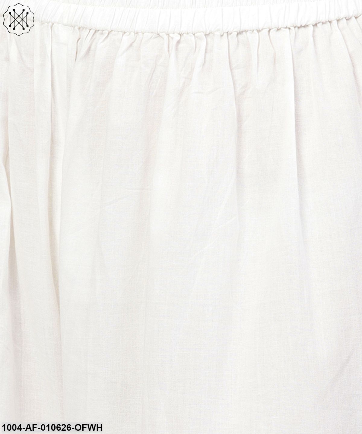Women Off White Three-Quarter Sleeves Shirt Collar Straight Pure Cotton Kurta And Palazzos Set