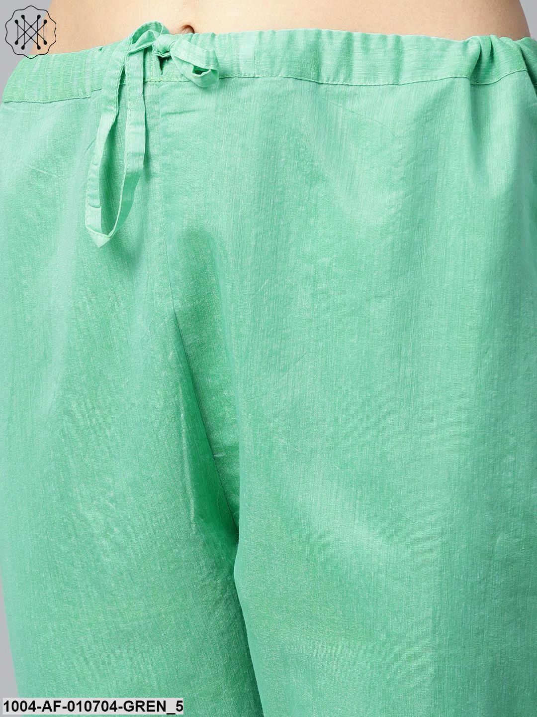 Green 3/4Th Sleeve Chandari Anarkali Kurta With Ankle Length Palazzo