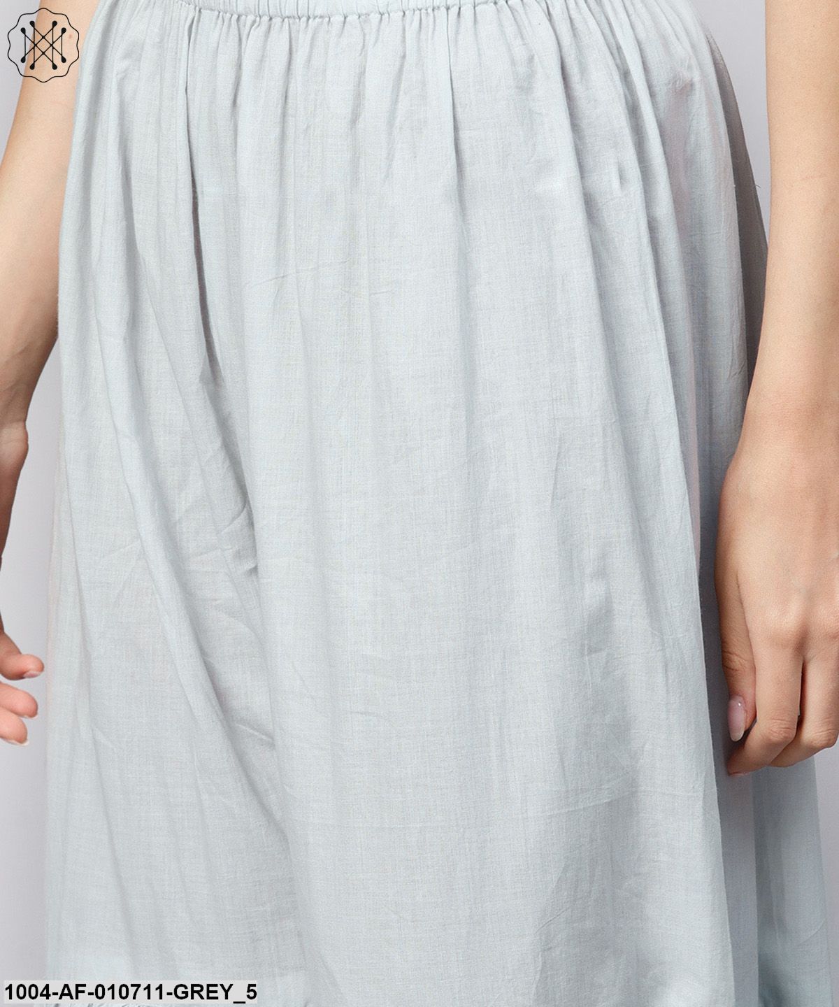 Women Grey Solid Kurta With Sharara