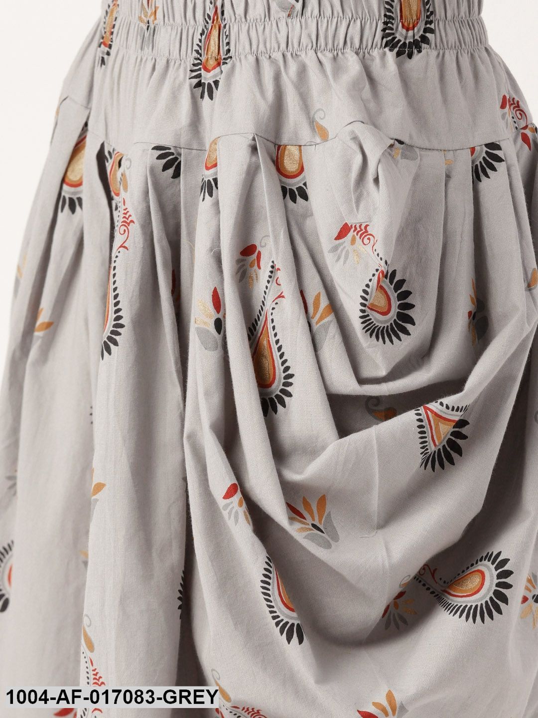 Grey Three-Quarter Sleeves Flared Kurta And Dhoti Set