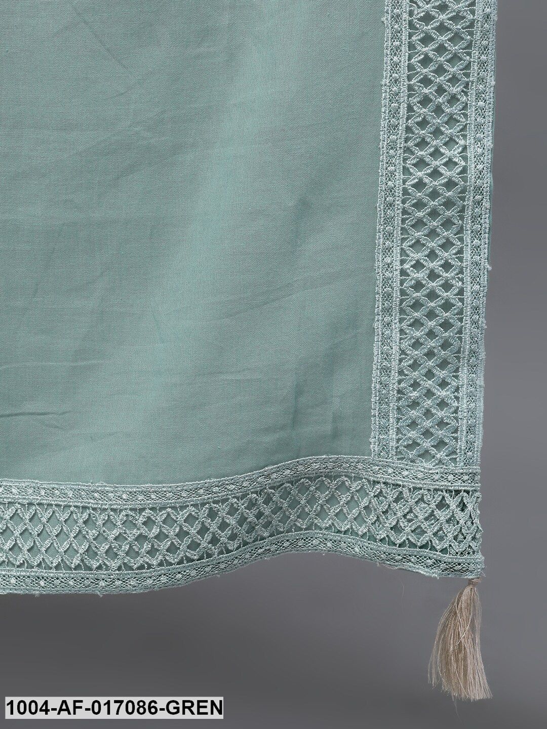 Sage Green Three-Quarter Sleeves Straight Kurta Palazzo With Dupatta