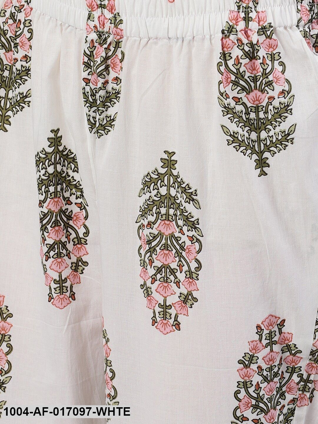 White Three-Quarter Sleeves Flared Kurta and Palazzo Set