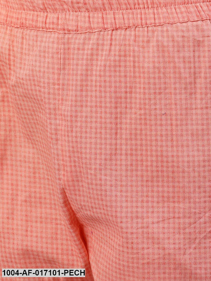 Peach Three-Quarter Sleeves Straight Kurta Palazzo With Dupatta
