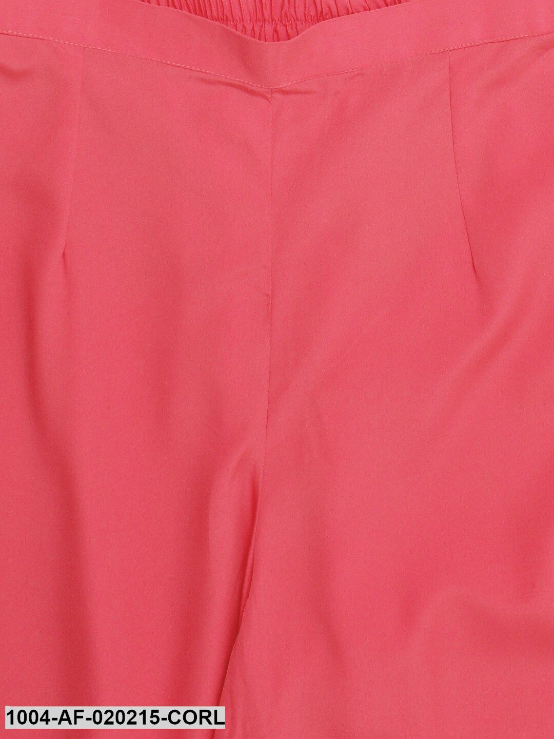Coral Pink & Off-White Solid Kurta with Palazzos