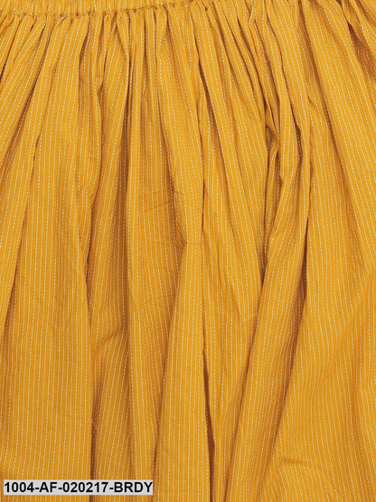 Burgundy & Mustard Yellow Printed Kurta with Skirt