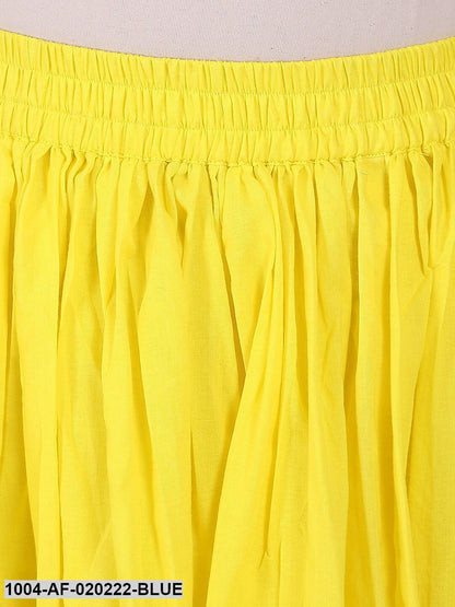 Blue & Yellow Printed Kurta with Skirt