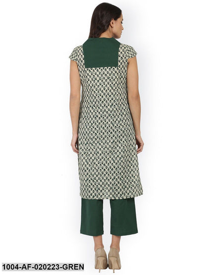 Green Printed Kurta with Palazzos
