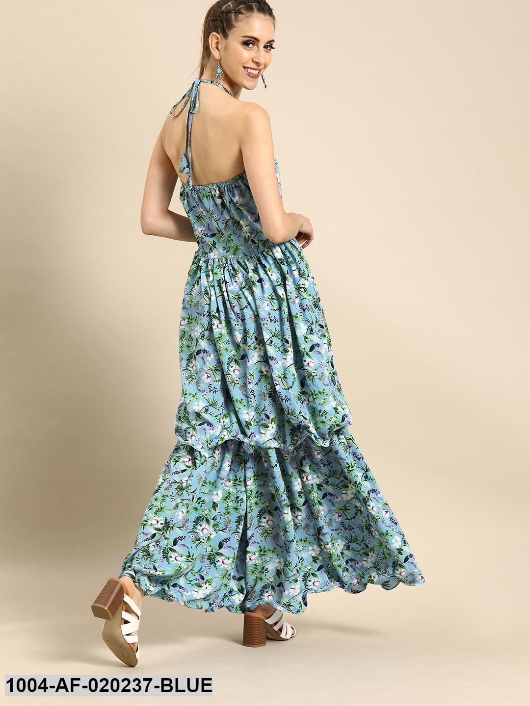 Blue & Green Printed Kurta with Sharara