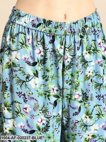 Blue & Green Printed Kurta with Sharara