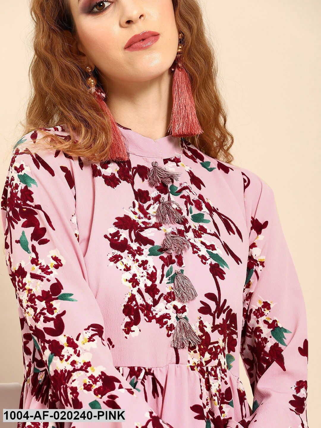 Pink & Maroon Printed Kurta with Dhoti Pants