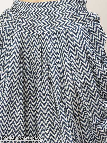 Navy Blue & Off-White Ethnic Printed Kurta with Dhoti Pants