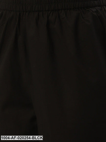 Black Solid Kurta with Trousers & Dupatta