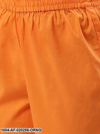 Orange & Black Solid Kurta with Trousers & Dupatta