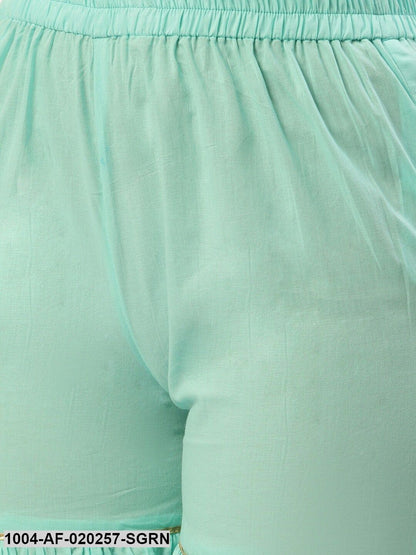 Sea Green & Golden Striped Kurta with Sharara