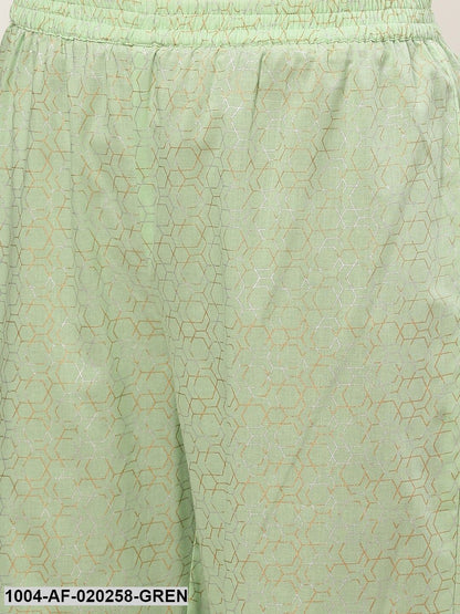 Green & Golden Printed Kurta with Palazzos