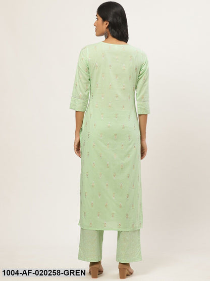 Green & Golden Printed Kurta with Palazzos