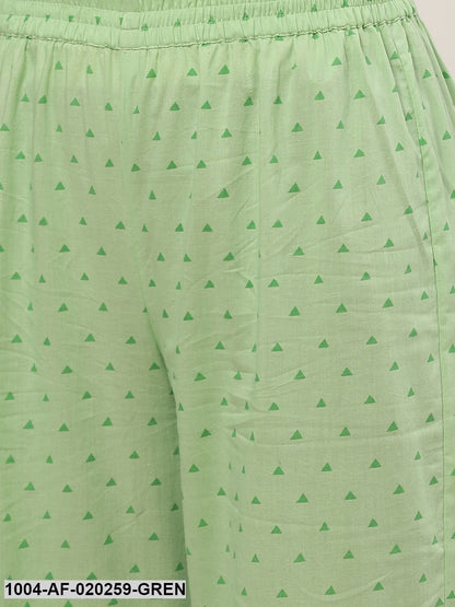 Green & Golden Ethnic Printed Kurta with Palazzos